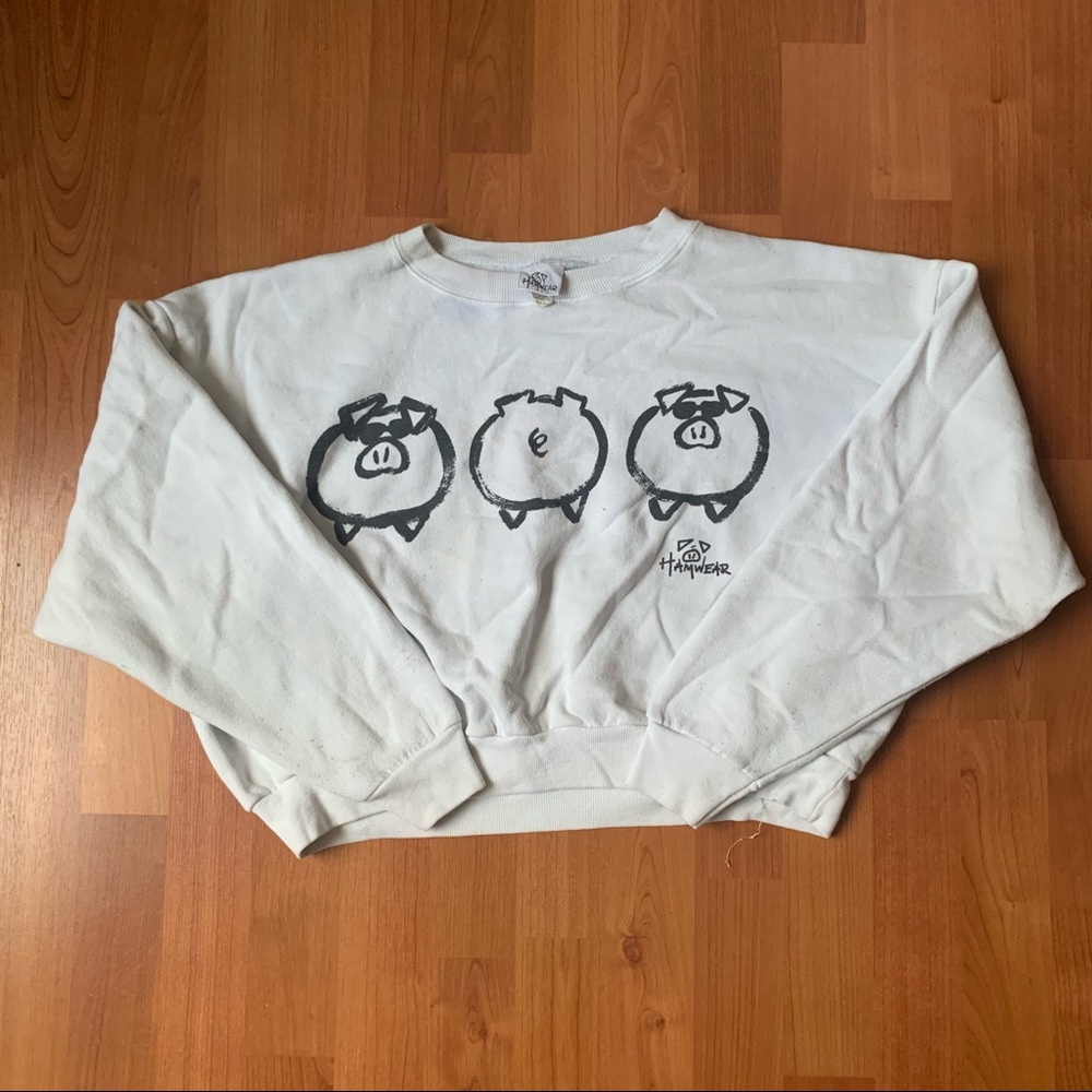 Cropped crew neck sweater